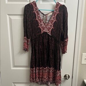 Altar'd State Black and Red Long Sleeve Dress